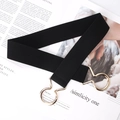 Ceinture élastique noire minimaliste pour femme avec boucle crochet dorée élégante - Noir