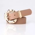 Cintura da donna in pelle marrone chiaro con grande fibbia in metallo dorato - Cachi