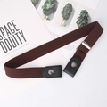 Brown elastic buckle-free belt for jeans with black leather ends and metal hardware - Coffee