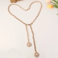 Chaîne de taille dorée élégante avec pendentifs fleurs perlées pour robes et jeans - 112 / Blanc