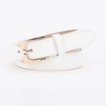 Cintura minimalista in pelle bianca da donna con elegante fibbia dorata a forma di gatto - Bianco