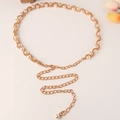 Elegante catena da vita in metallo dorato con perle bianche e chiusura regolabile - Oro