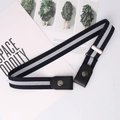 Adjustable navy and white striped elastic buckle-free belt with black leather tips - Blue White Blue