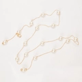 Elegante catena in vita con perle bianche, maglie dorate e dettagli in strass - Oro