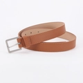 Cintura classica minimalista in pelle marrone da donna con fibbia argentata - Cammello