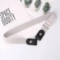 Elastic gray invisible belt for jeans with silver adjustable buckle on a modern desk - Light Gray