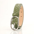 Ceinture tressée vert herbe pour femme avec boucle ardillon ovale en métal argenté et relief - Vert