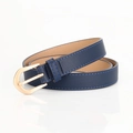 Ceinture fine en similicuir bleu marine pour femme avec boucle ardillon dorée élégante - Bleu marine