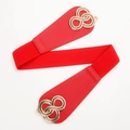 Roter elastischer Taillengürtel mit goldener Schnalle und Kunstleder für Kleider - Rot