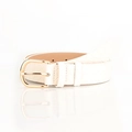 Cinturón de mujer en cuero trenzado blanco con hebilla dorada semicircular - Blanco