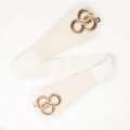 Damen Taillengürtel in Creme mit goldener Infinity-Schließe für Kleider und Mäntel - Weiß