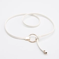 Fine ceinture tressée en cuir blanc pour femme avec boucle ronde en métal doré - Blanc