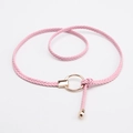Elegante cintura sottile intrecciata rosa per abiti con fibbia rotonda dorata - Rosa