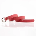 Ceinture fine en cuir rouge rose pour femme avec boucle en métal doré minimaliste - Rouge
