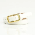 Cinturón fino de cuero blanco con hebilla de metal dorado trenzado para vestidos - Blanco