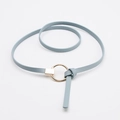 Cintura sottile da donna in pelle azzurra con elegante fibbia rotonda in metallo dorato - Azzurro