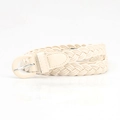 Cintura intrecciata da donna bianco crema in corda cerata con fibbia rotonda retrò - Beige