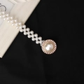 Elegante catena in vita di perle con fibbia in strass per abiti e accessori moda - Stile Fibbia Perla Grande (8132)