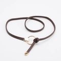 Ceinture fine tressée marron café avec boucle dorée ronde pour décoration de robe - Café