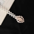 Elegante catena in vita a doppia fila di perle con fibbia dorata e strass - Stile Floreale Ovale (8128)
