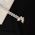 Elegante doppelreihige Perlen-Taillenkette mit funkelnder goldener Schmetterling-Schnalle - Strass Schmetterling Stil (8133)