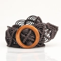 Ceinture tressée bohème marron foncé avec boucle ronde en bois faite à la main - Café