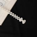 Eleganter zweireihiger Perlen-Gürtel mit einer schimmernden Strass-Schleifen-Schnalle Deko - Besetztes Schleifen Stil (8137)