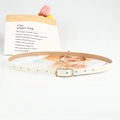 Fine ceinture blanche en cuir pour femme avec boucle métallique ovale dorée élégante - 105cm / Blanc