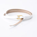 Women's slim white cowhide leather belt with gold H-shaped metal buckle design - H-Shaped Buckle Style (793#) / White