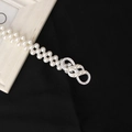 Eleganter zweireihiger Perlengürtel mit silberner Strass-Unendlichkeitsschnalle für Kleider - Unendlichkeitszeichen Stil (8136)