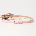 Elegant slim pink leather belt with square buckle for dresses and trousers - Pink