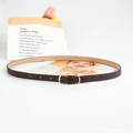 Fine ceinture classique marron foncé pour femme avec boucle ovale dorée polie - 105cm / Café