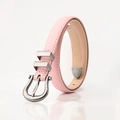Cintura sottile da donna rosa chiaro con fibbia ad ardiglione argento vintage per jeans - Rosa