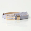 Slim lavender purple faux leather belt with golden wave buckle for women's jeans - Purple