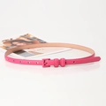 Cintura sottile in pelle rosa scuro con fibbia quadrata coordinata per abiti da donna - Rosa Rosso