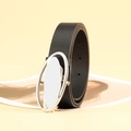 Cintura vintage nera da donna con fibbia ovale argentata e fori di regolazione - 2.8cm Nero