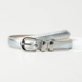 Ceinture fine argentée pour femme avec boucle ardillon classique en métal poli - Argent