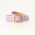 Elegante cinturón de cuero sintético púrpura con hebilla cuadrada dorada mate mujer - Morado