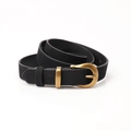 Ceinture femme vintage en daim noir avec boucle ovale en bronze pour jeans - Noir
