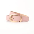 Ceinture chic en cuir grainé rose clair pour femme avec boucle fer à cheval dorée - Rose Clair