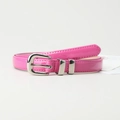 Fine ceinture minimaliste rose fuchsia brillant avec une boucle en métal argenté élégante - Rose rouge