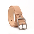 Cintura minimalista in ecopelle marrone chiaro con fibbia ad ardiglione argento - Cachi