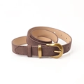 Ceinture vintage marron foncé pour femme avec une boucle ovale en métal doré - café