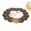 Cintura vintage in pelle marrone scuro con cerchi e fibbia floreale in ottone - Caffè Scuro
