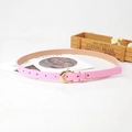 Cintura da donna in pelle PU rosa con fibbia a ferro di cavallo dorata e fori regolabili - Rosa