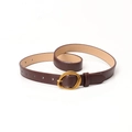 Ceinture femme marron foncé vintage avec boucle ovale dorée pour jeans et robes - Café