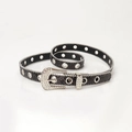 Y2K sparkling black sequin belt with silver eyelets and rhinestone western buckle - Black