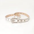 Y2K silver sequin belt with sparkly rhinestones and metal eyelets in retro style - White