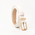 Cintura sottile bianca minimalista da donna con fibbia dorata per jeans - Bianco