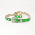 Green Y2K rhinestone belt with sparkly glitter finish and silver beaded edges - Green